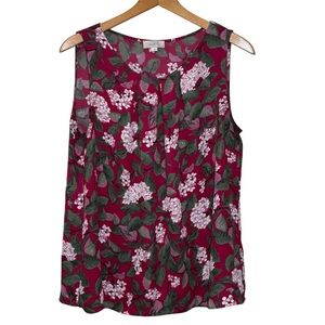 Ann Taylor Loft Outlet floral sleeveless pleated front blouse. Women’s Large.